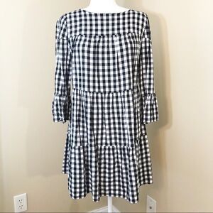 The Limited Black/White Gingham Tiered Dress - S